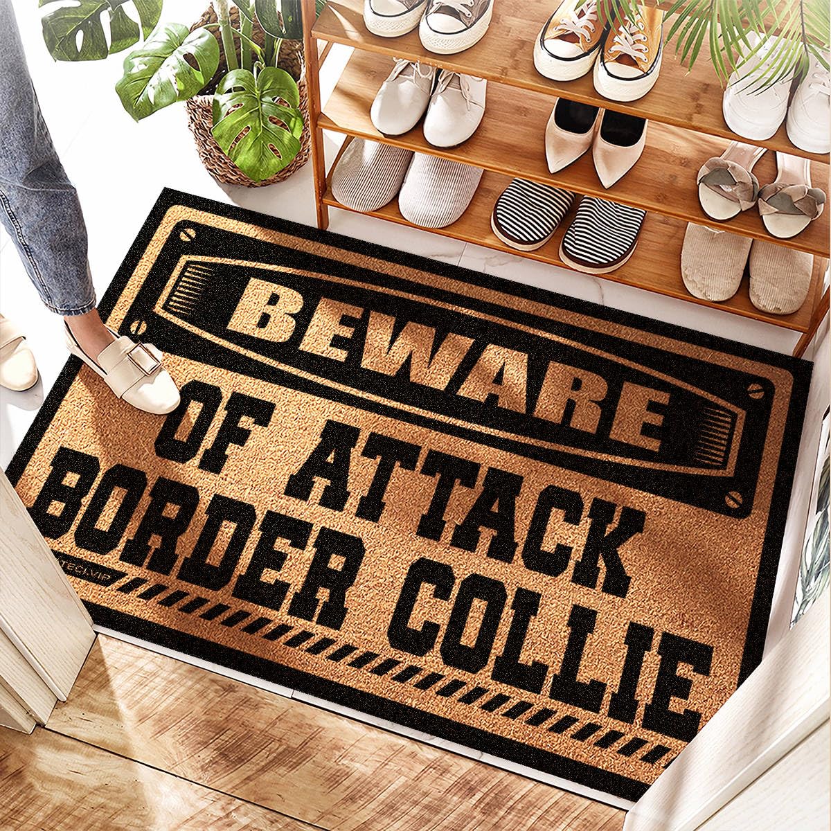 Tapis de Bienvenue Border Collie Fibre de Coco Grand Paillasson