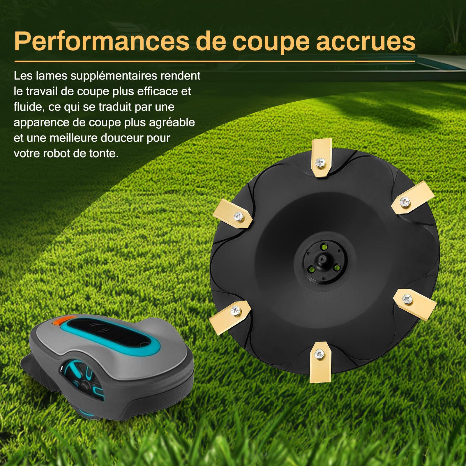 【Coupe Plus Efficace】 Disque de Lames + 6 Pièces Compatibles avec Gardena Sileno Life, Sileno, Sileno Plus, R100li R130li R160li, Disque de Lames pour Tondeuse Robotisée