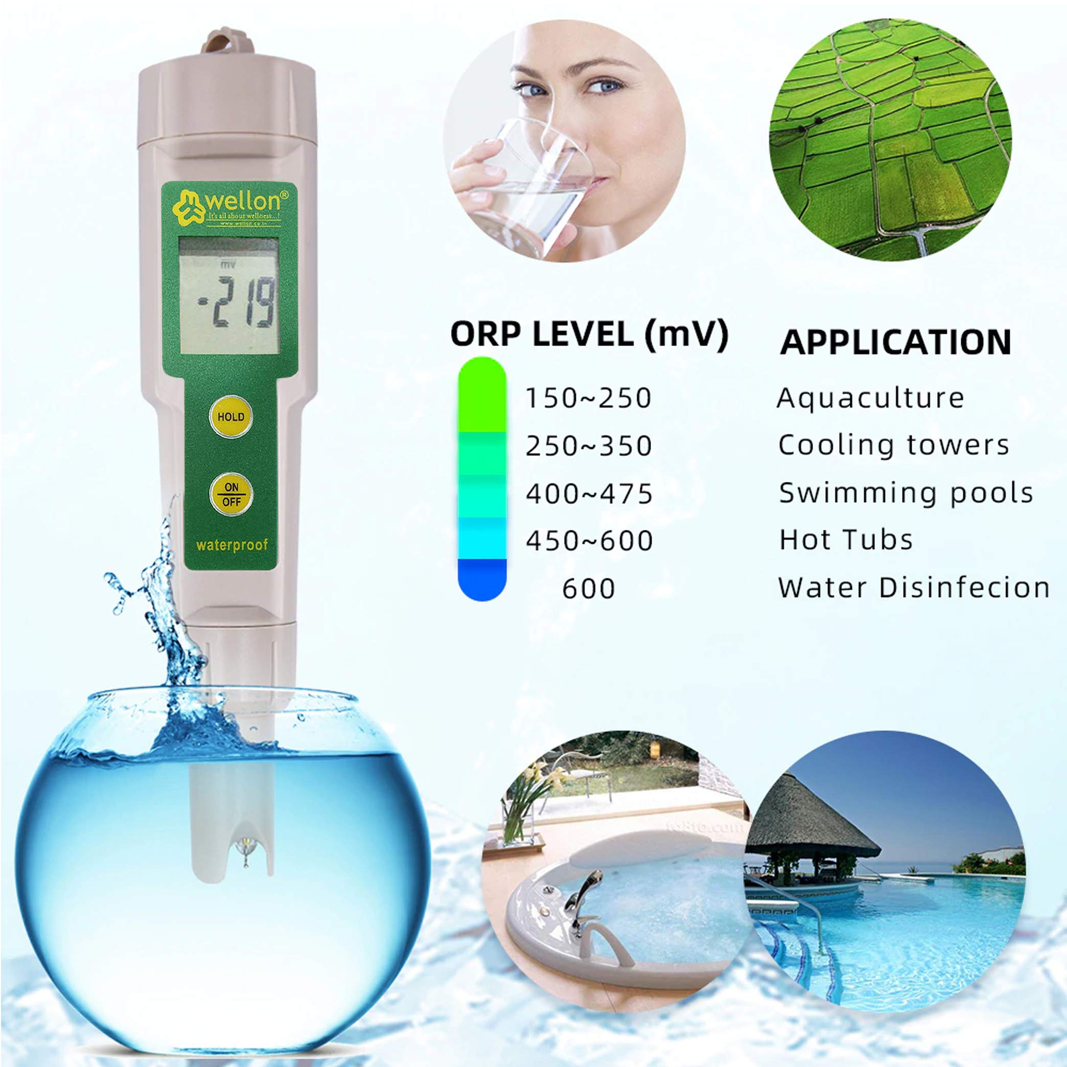 Wellon ORP Meter – Oxidation Reduction Potential (Redox) Tester for Water Purity | Digital ORP Detector for RO, Aquarium, and Drinking Water – 1 Pc - Image 2 thumbnail