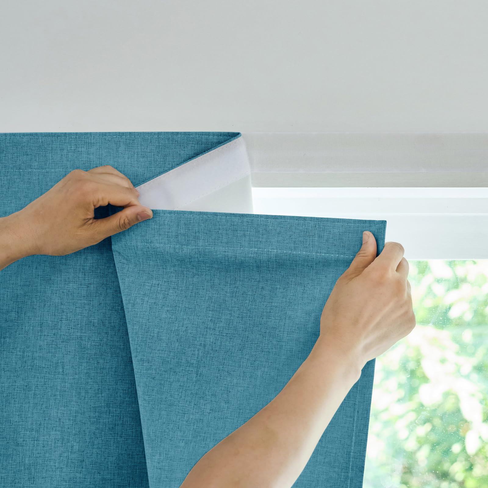 Jilron Selbstklebende Verdunklungsvorhänge, 100% Lichtundurchlässig, Ohne Stange, Bohrfrei, Als Sonnenschutz Fenster Innen Für Den Innenraum Geeignet