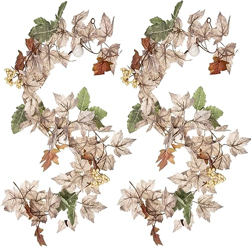 Miniatura 6 de Riceshoot 2 guirnaldas de otoño de 6 pies, guirnalda de hojas de arce, calabaza y bayas de otoño de 6 pies, guirnalda de Navidad, Halloween,