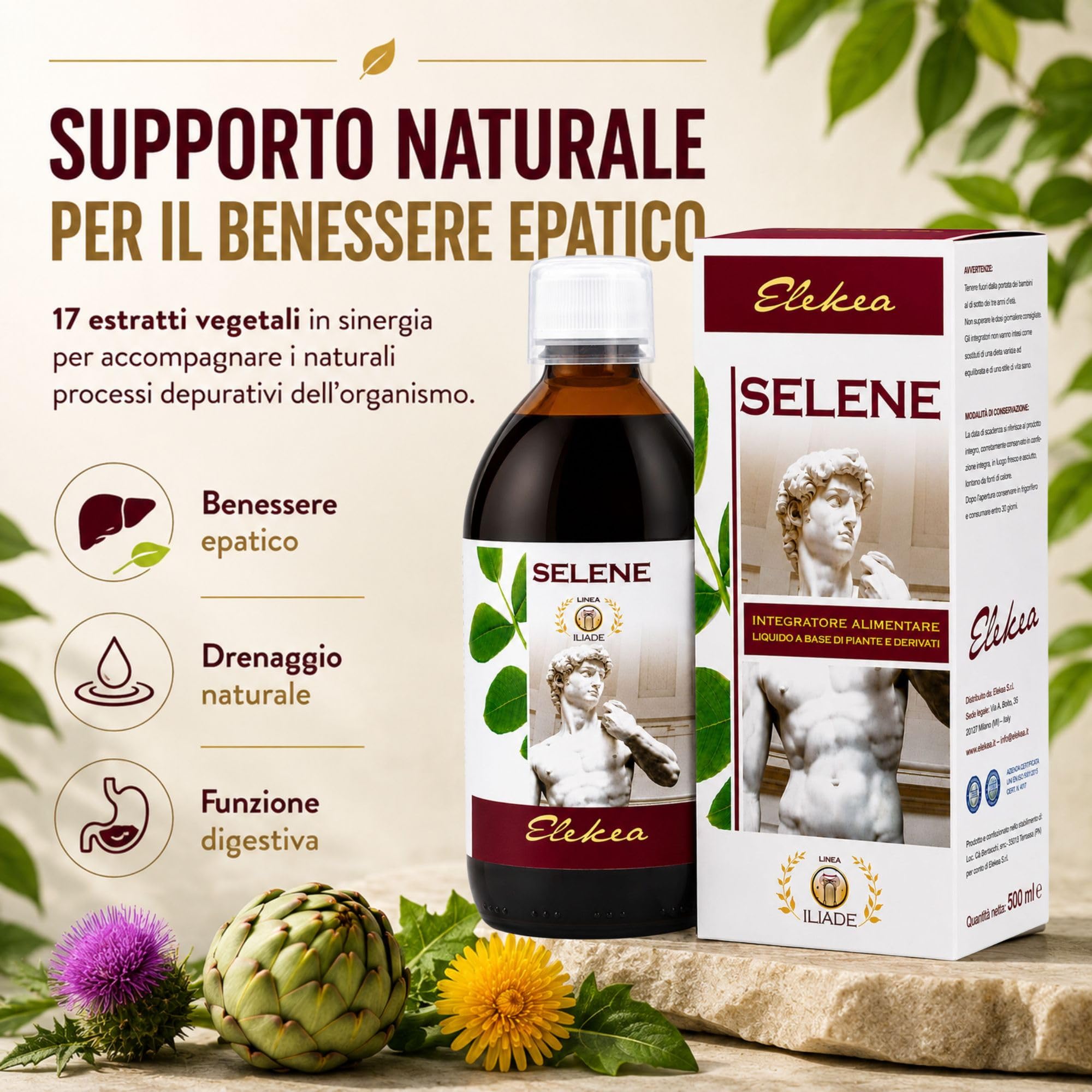 Detox fegato con cardo mariano, carciofo, tarassaco e boldo 500ml, Depurativo fegato liquido 17 attivi selezionati ad azione detossificante - Made in Italy