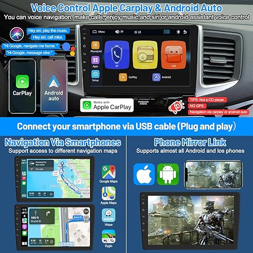 Miniatura 2 de CarThree Estéreo de auto de doble DIN de 9 pulgadas con HD Dash Came, Apple Carplay y Android Auto, radio Bluetooth para automóvil con cámara de