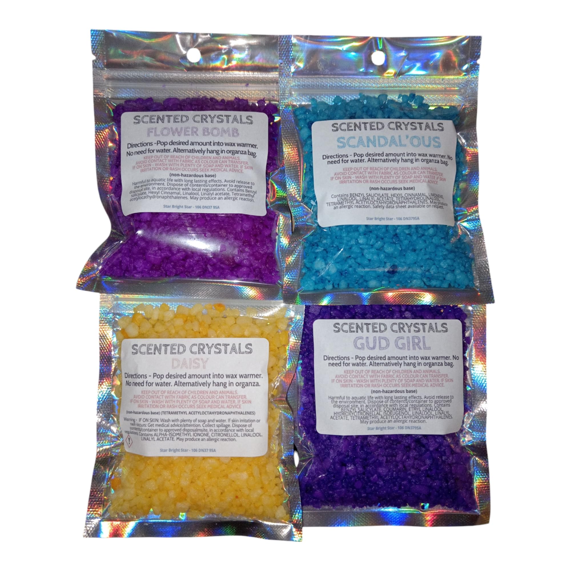 Set of 4 Scented Crystals - Perfume Scents - Large 80g - for use in Oil Burner or Wax Warmer -Less Messy Wax Melt Alternative