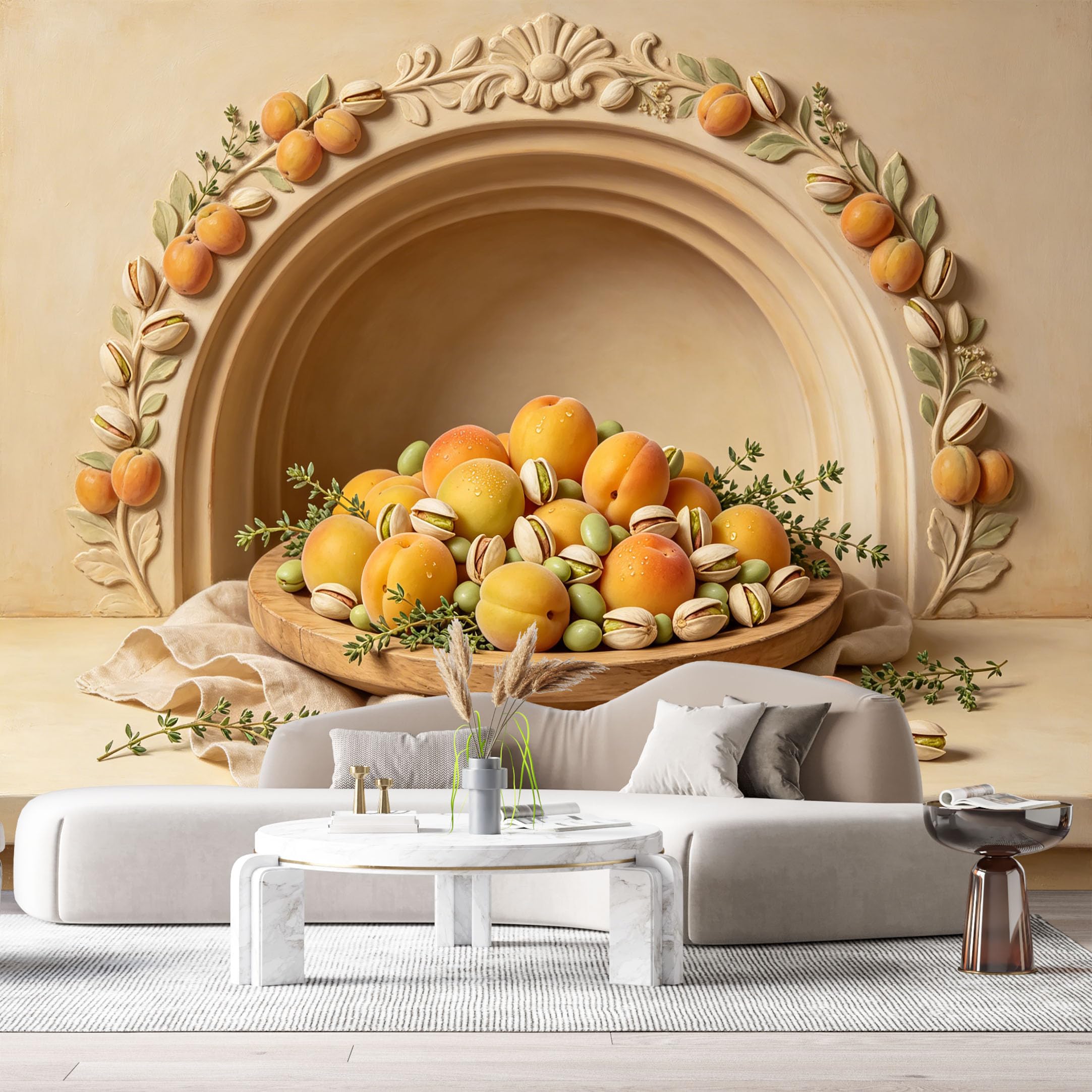 Custom Size Wall Murals Apricot Nut Still Life Oil Painting 3D Trompe L'Oeil SelfAdhesiveWall Fabric Removable Wallpaper Wall Decor for Living Room Bedroom Bathroom