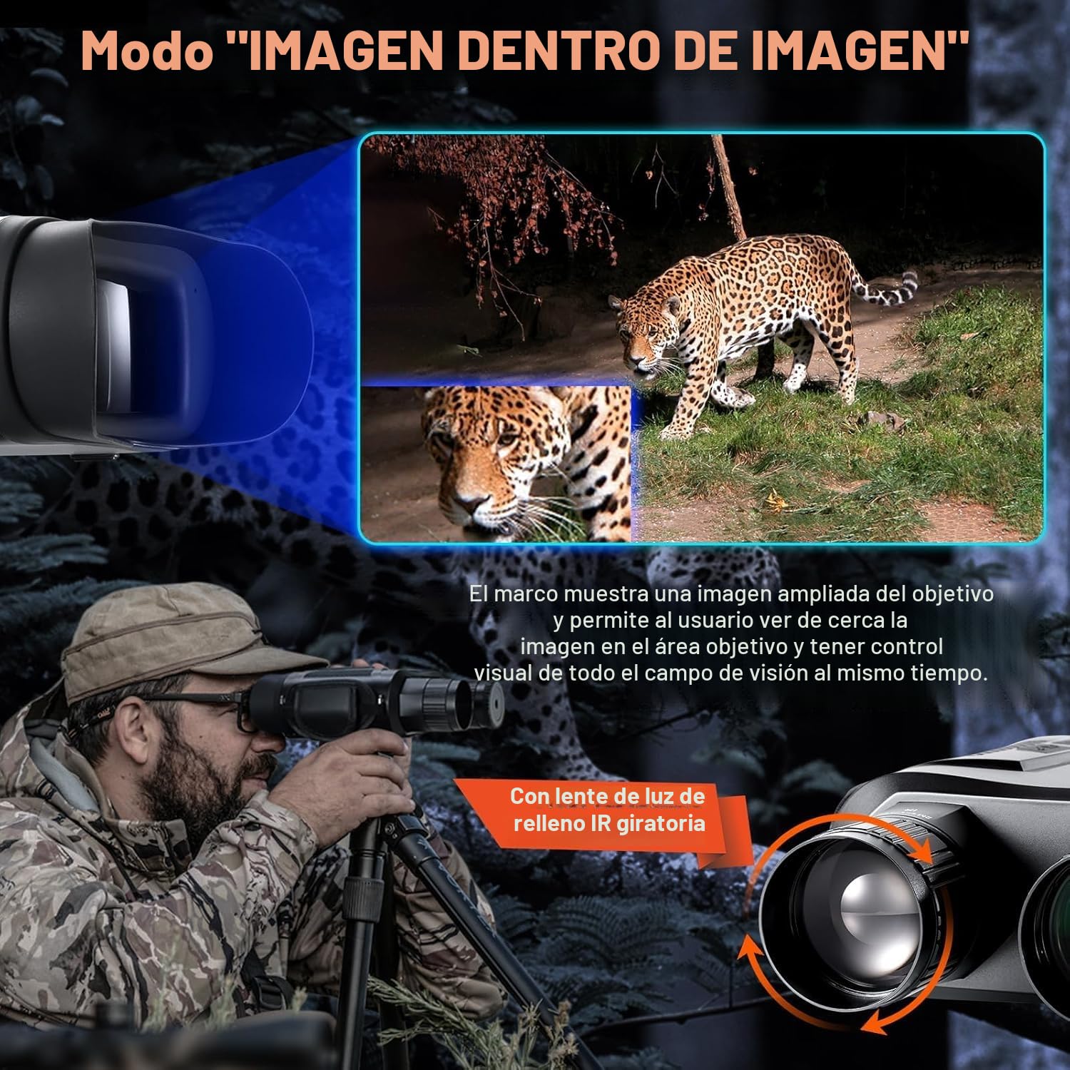 Binoculares Visión Nocturna,Dowesyeen HD Prismaticos Pprofesinales Largo Alcance 7000mAh Recargable Infrarrojos Dispositivo Vision Diurna Nocturna Digital,Zoom de 5 X para Tomar Fotos y Videos