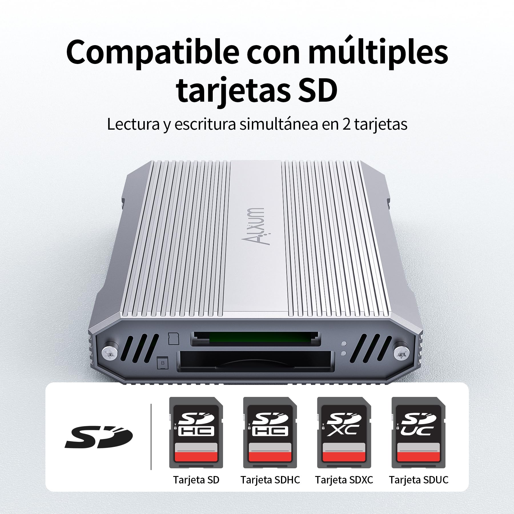 Alxum Lector Doble Ranura para Tarjetas CFexpress Tipo B y SD 4.0,10 Gbps | USB 3.2 Gen 2 SD Card Reader Compatible con Windows/Mac/Linux/Android Phone/PC,Exclusivo para fotógrafos, Play & Plug