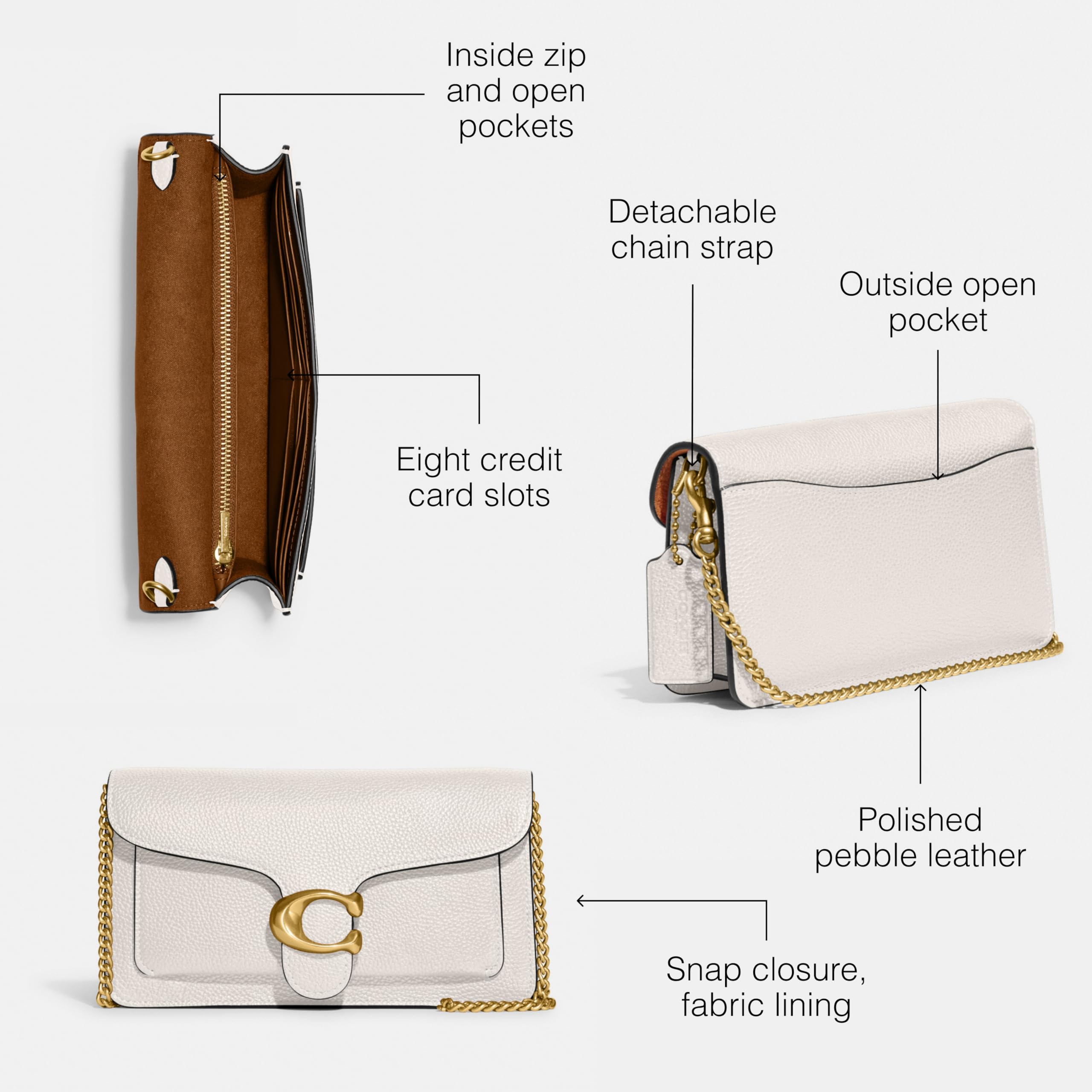 Coach Tabby Chain Clutch: One Size Chalk