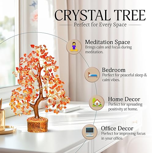 Miniatura 76 de YATSKIA - Árbol de cristal turquesa Feng Shui, alambre, bonsái Buhha, estatua reiki, Chakra curativo energía positiva, buena suerte dinero regalos