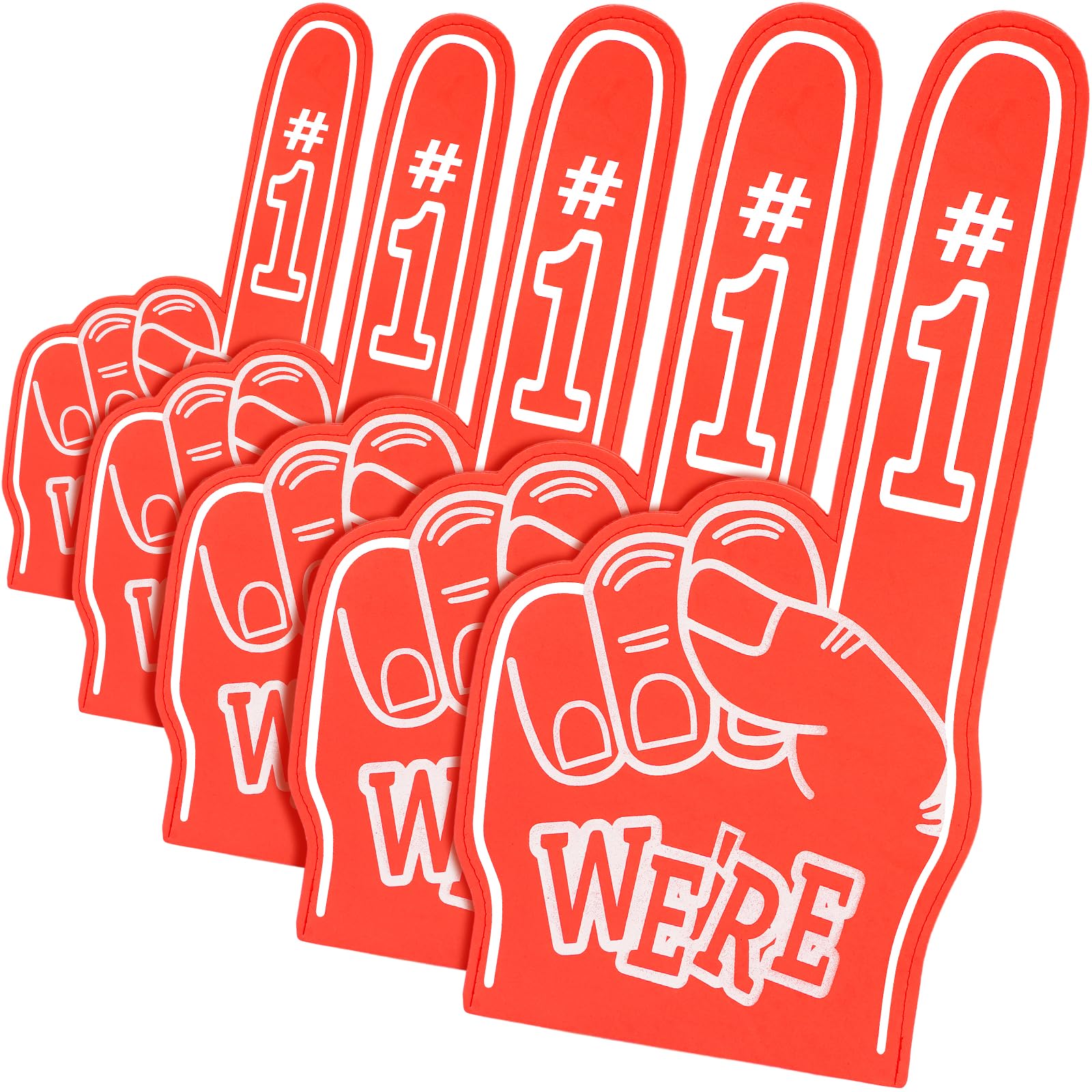 5Pack 18 Inch Giant Foam Finger We're Number 1 DIY Foam Hand Cheerleading Foam Fingers for Sports Cheer School Spirit Craft Foam Hands for Sports Events Games Party Supplies…