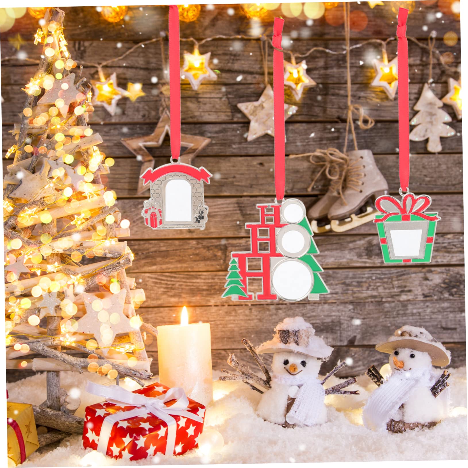Zerodeko 4 Sätze Christbaumschmuck Weihnachtsdeko Personalisiert Geschenkanhänger Weihnachten Sublimationsverzierungsrohlinge Sublimationsanhänger Legierung 4 Stücke * 4