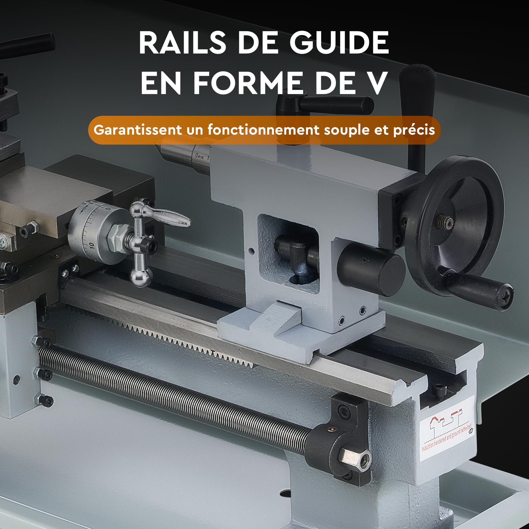 CREWORKS 550W Mini Tour à Métaux d'Établie 180x350mm 7"x14" Haute Précision avec Mandrin à 3 Mâchoires et Vitesse de Broche Max. 2500 tr/min Écran LCD pour Filetage Tournage Perçage