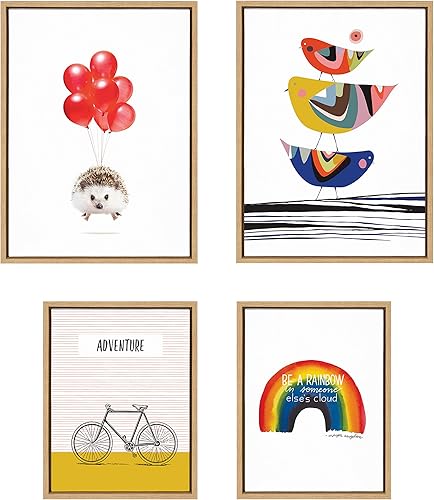 Kate and Laurel Sylvie Whimsy - Juego de arte moderno de lienzo enmarcado para pared de Jenn Van Wyk, Amy Peterson, Rachel Lee y Beth Vassalo, 4