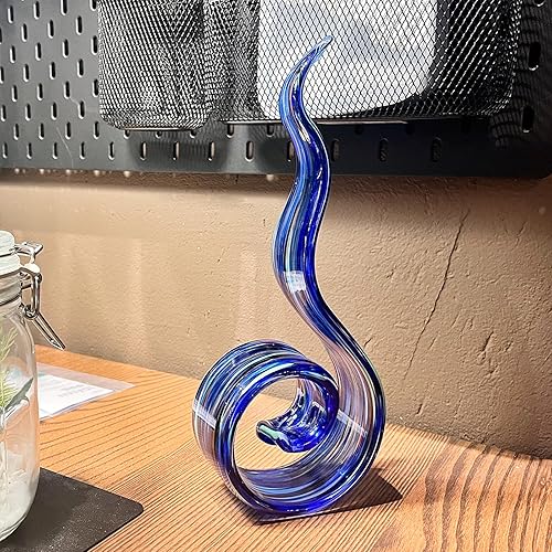 Miniatura 5 de Escultura de cristal soplado a mano de 11.4 pulgadas de alto, escultura de arte estilo Murano, estatuas de decoración del hogar, decoración del