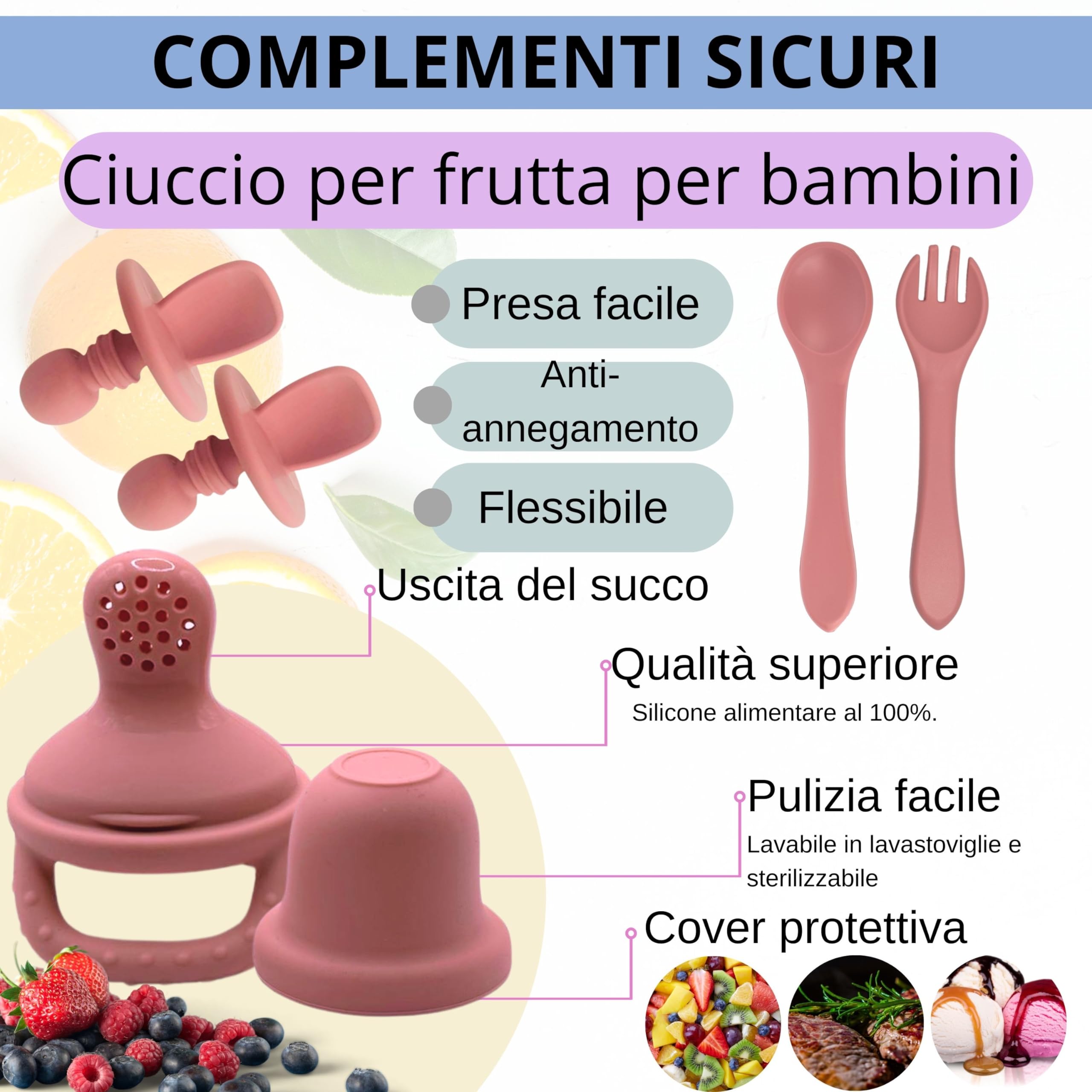HappyDoo | Set Pappa Svezzamento | 12 Pezzi | Piatto Svezzamento con Ventosa | Citola | Bavaglini | Posate per Bambini | Bicchiere |Regalo Ciuccio Frutta |Set Pappa senza BPA | In Confezione Regalo