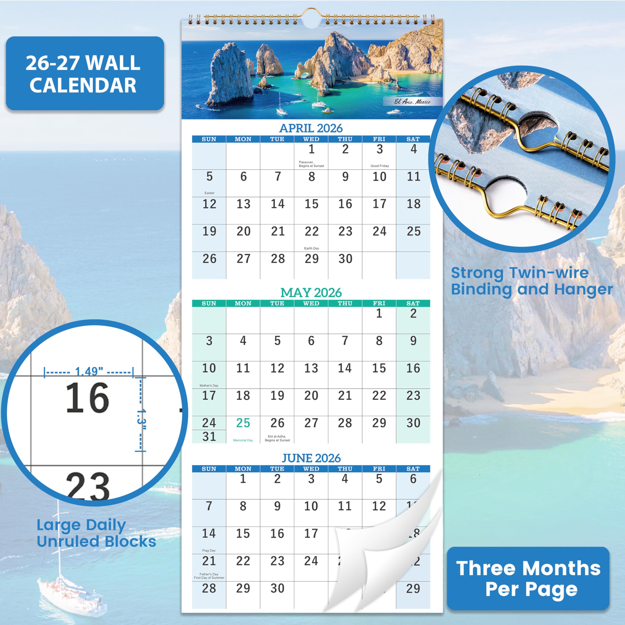 2026 Calendar - Dec. 2025 - Jan. 2027, 3 Month Calendar Vertical