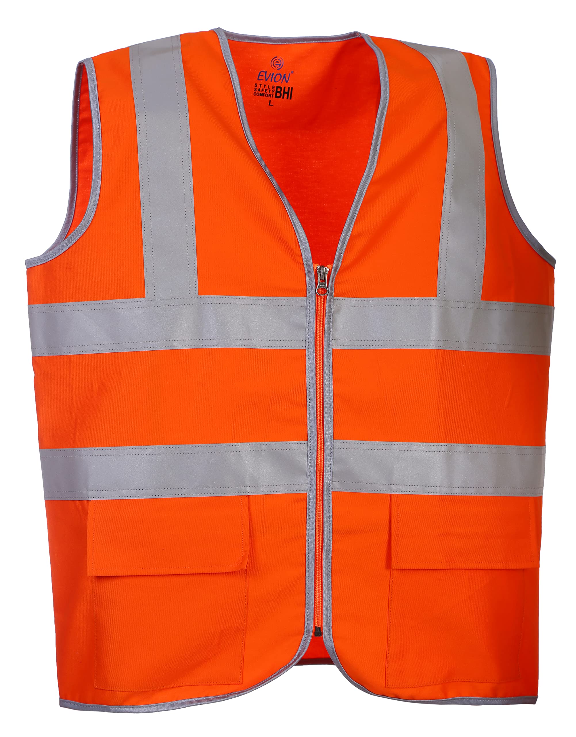 EVION Executive Safety Jacket, With 2 Flap Pockets, Reflective Stripes at the Front & Back, 360 Degree Visibility ES-22001