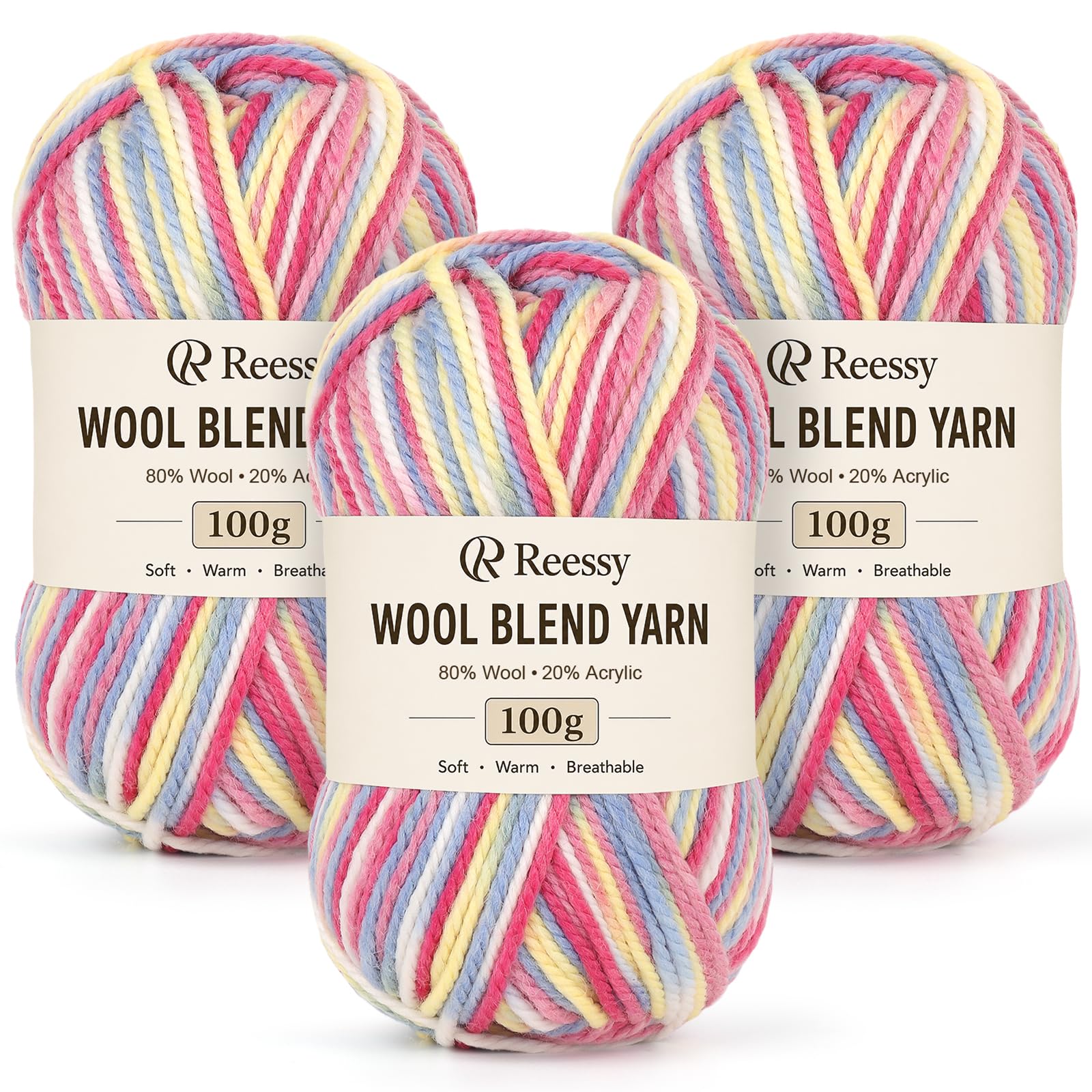 Reessy Knitting Wool, 3 Pack of 100g Gradient Chunky Wool Ombre Yarn(#09) โ image 1
