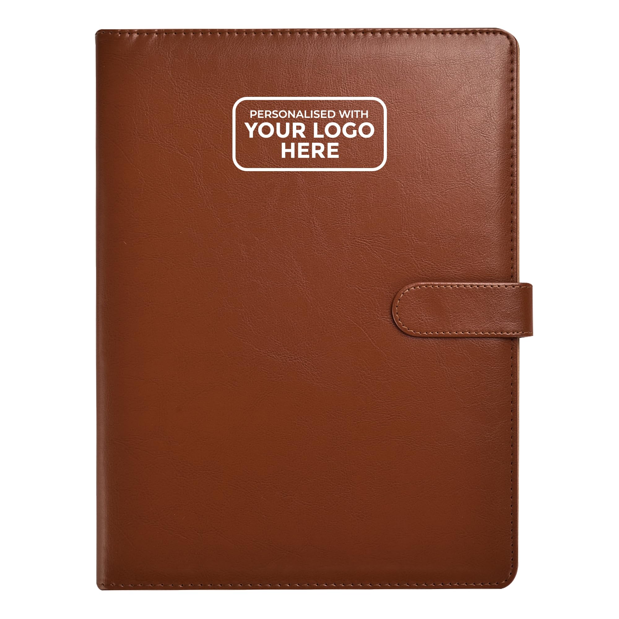 Arpan Personalised Custom Logo A4 Business Portfolio Case, Document Organiser with Clipboard and Notepad (Brown)