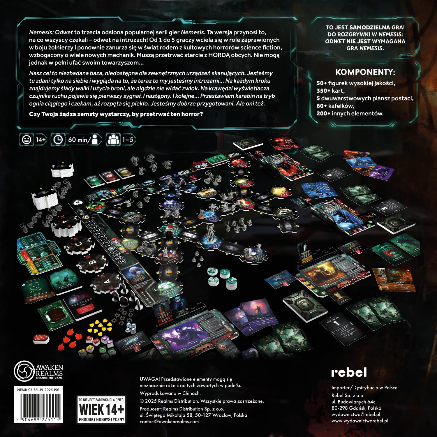 Rebel | Nemesis: Odwet | Przygodowa gra planszowa | Horror/science fiction | Od 1 do 5 graczy | Od 14 lat | Czas gry ok. 60-300 minut | Edycja polska