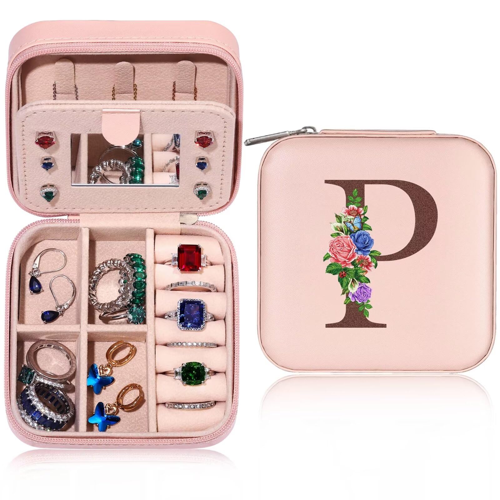 Tingn Women's P Travel Jewellery Box, Travel Jewellery Organiser, Travel Jewellery Case, Jewelry Boxes For Jewellery Boxes For Ersonalised Jewellery Box
