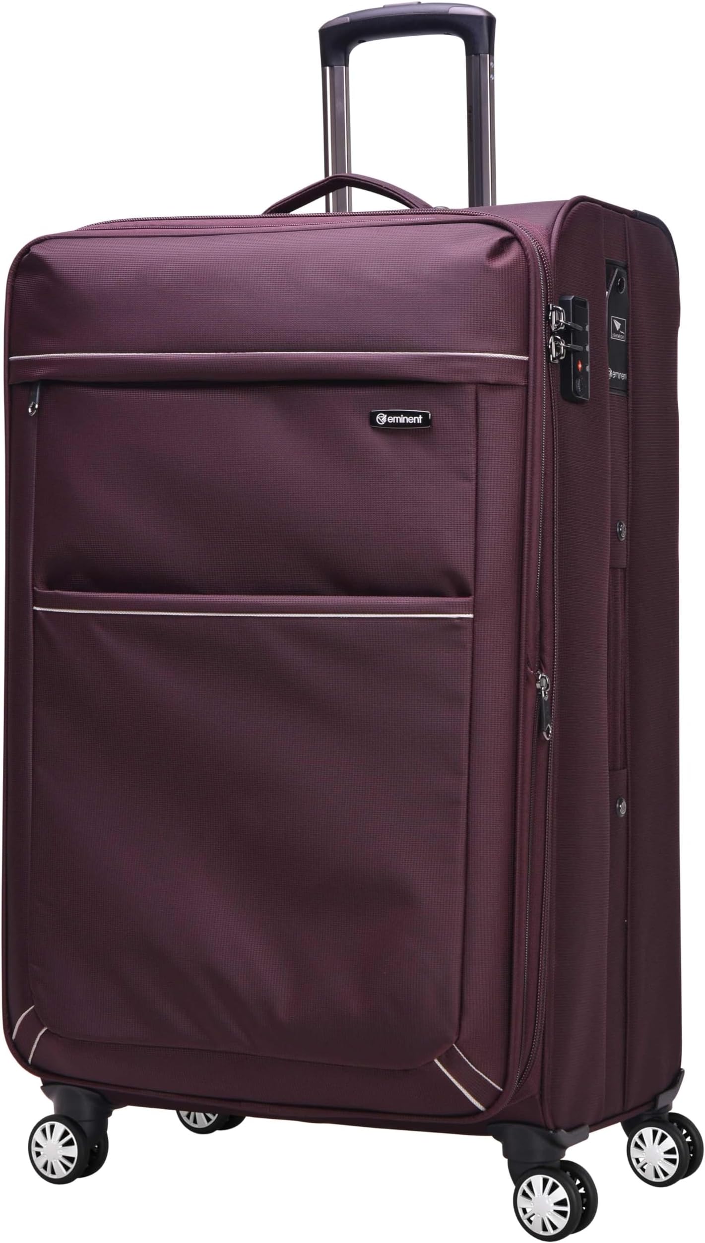 Expandable Luggage Trolley Bag Soft Suitcase for Unisex Travel Polyester Soft Shell Luggage Lightweight with TSA lock Double Spinner Wheels V6093SZ (Checked Luggage 28-Inch, Purple)