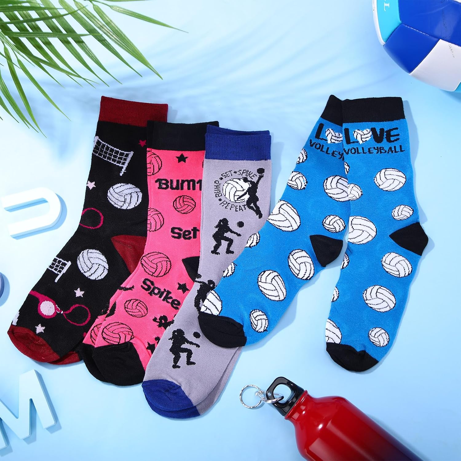 Xtinmee 20 Pairs Novelty Volleyball Bowling Dental Teeth Sock Bulk Casual Funny Crew Socks Sports Outdoors Socks for Men