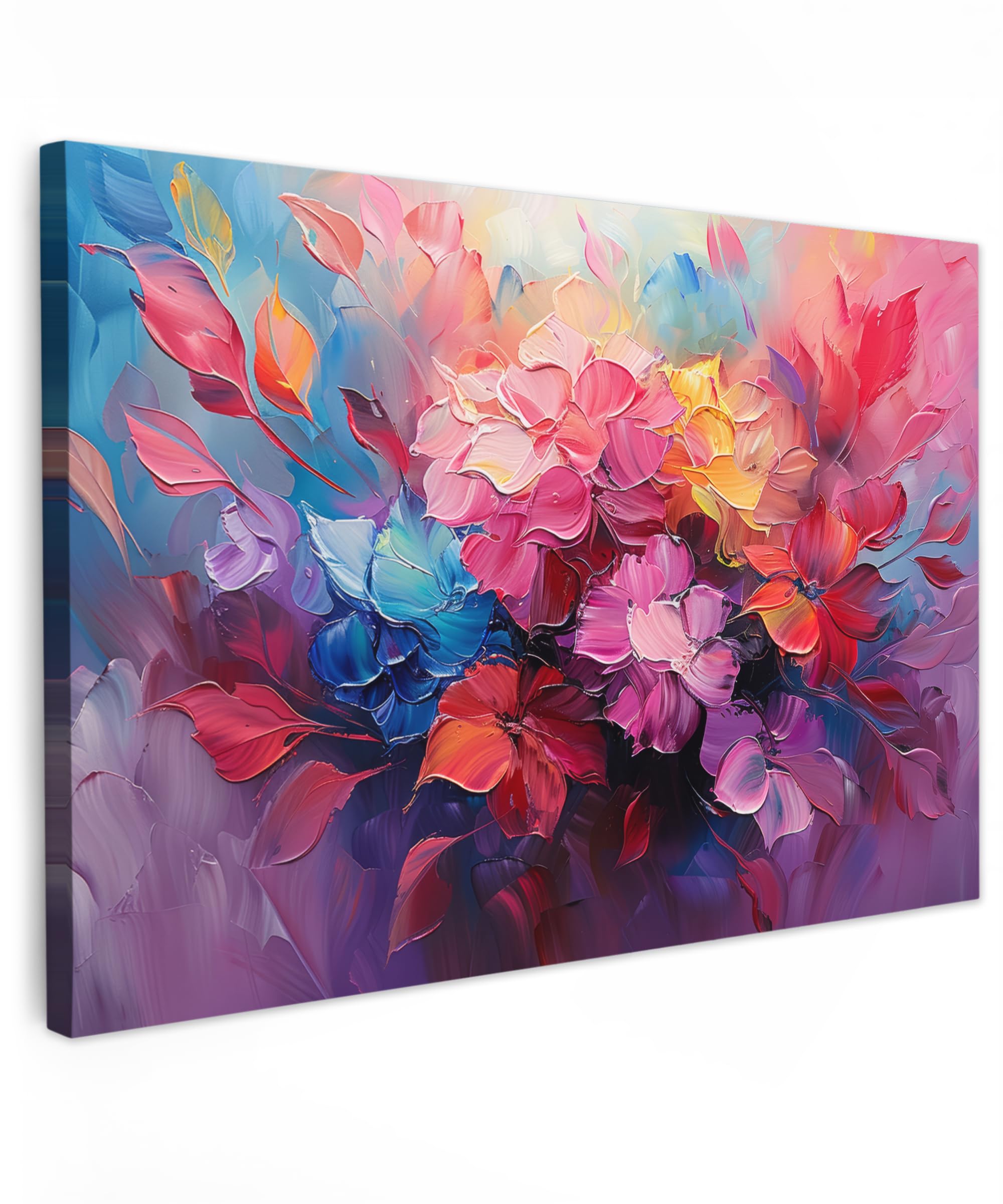 MuchoWow© Canvas Wall Art 35"x24" / 90x60 cm Home Decor Paintings for Living Room Decorations Gifts Hallway Flowers - Pink - Watercolour - Art