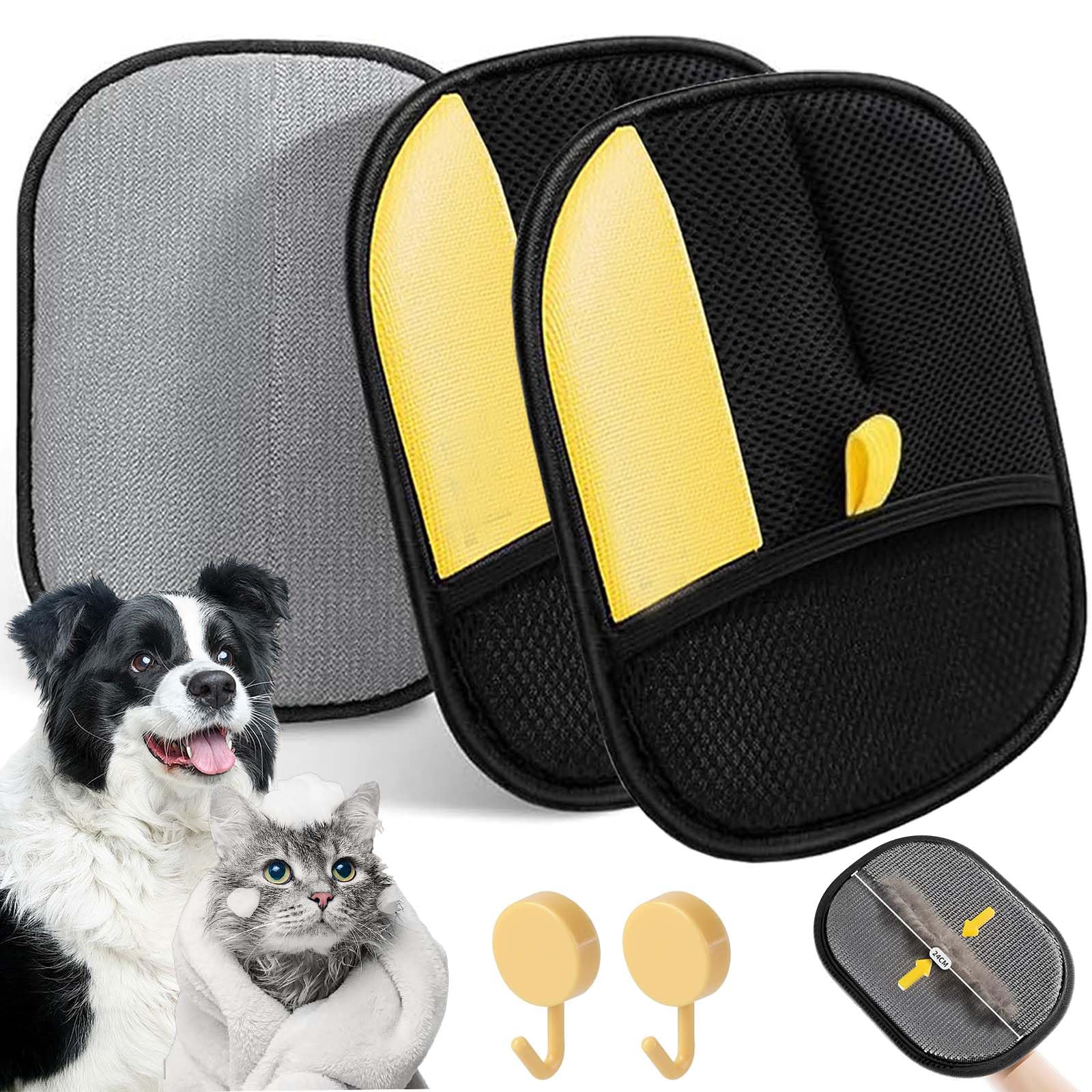 Lot De 2 Gants Anti-poils électrostatiques Pour Animaux - Réutilisables, Lavables - Pour Chat, Chien, Nettoyage Meubles Et Vêtements - 2