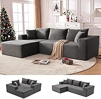 Vista 1 de Sofá Seccional Cloud de 110", Sofá Boneless para Sala de Estar, Sofá Seccional Modular con Asiento Profundo, Cómodo Sofá Esponjoso con Chaise