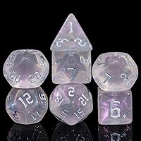 Vista 21 de Juego de dados DND de 7 dados poliédricos con una bolsa de dados de cuero, juego de dados D&D para juegos de mesa RPG (negro)