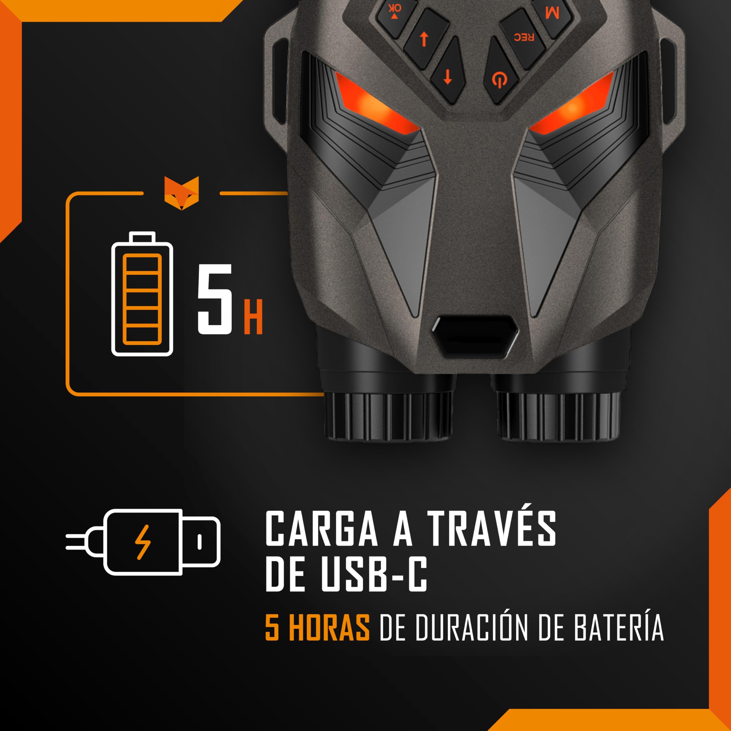 Nightfox Ember - Gafas de visión nocturna por infrarrojos, fáciles de usar, pantalla grande, zoom 4x, alcance de 250 m, video 4K, binoculares NVG para vida silvestre, camping