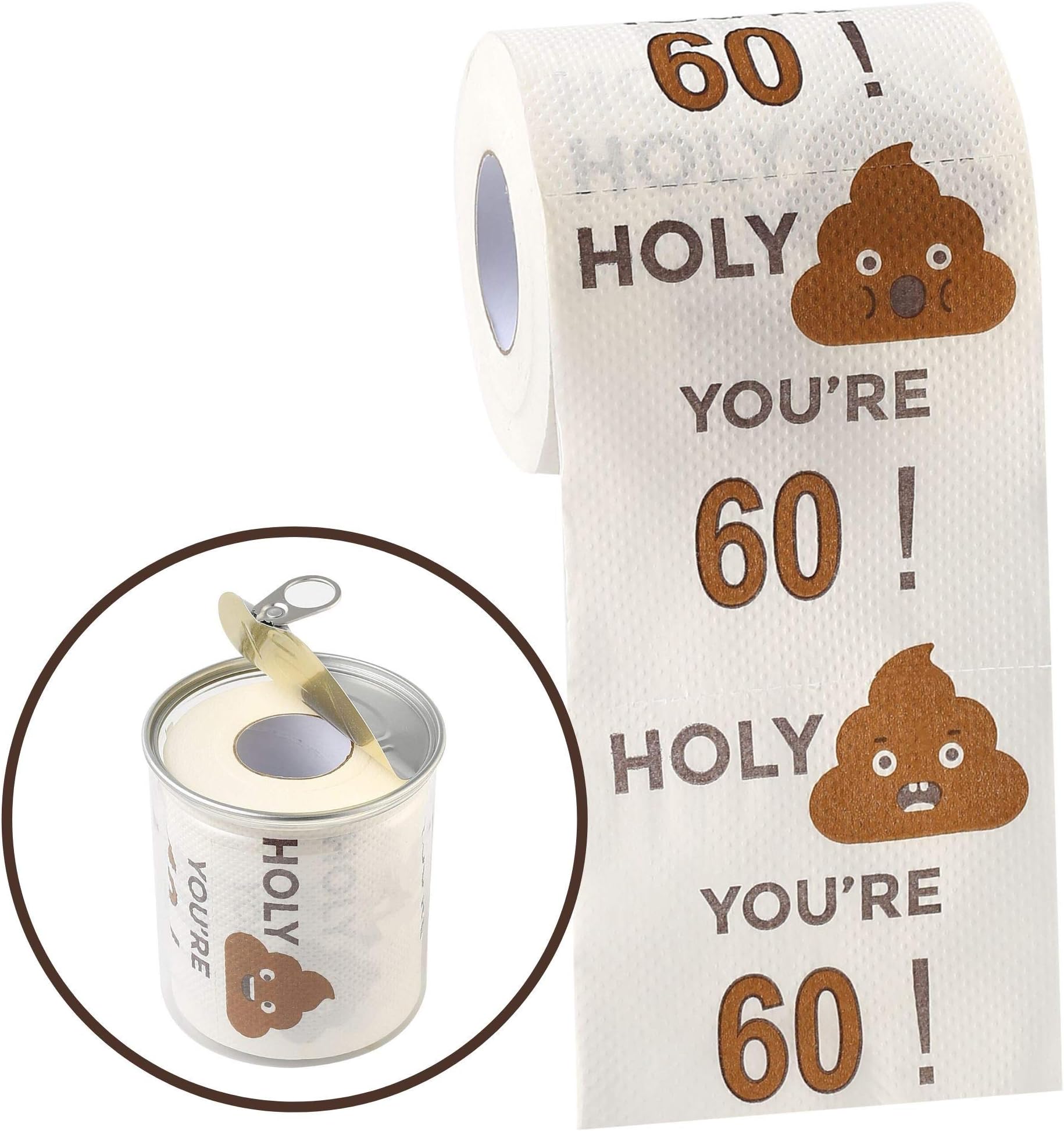 Happy 60th Birthday Toilet Paper Roll 3-Ply Funny Birthday Gifts for Men and Women Novelty for Birthday Party Decorations Forty 60 Party Supplies (60th Years)