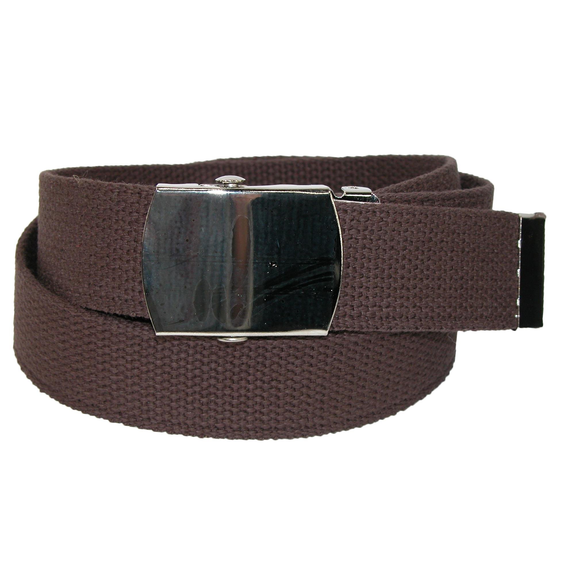 CTM Cotton Adjustable Belt with Nickel Buckle, Brown