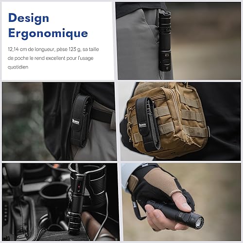 WUBEN C3 Torch LED Rechargeable, 1200 Lumens Mini Torch Extremely Bright Tactical IP68 Waterproof Small Torch, 6 Light Modes Flashlight Torch for Outdoor Camping Hiking Emergency - 7