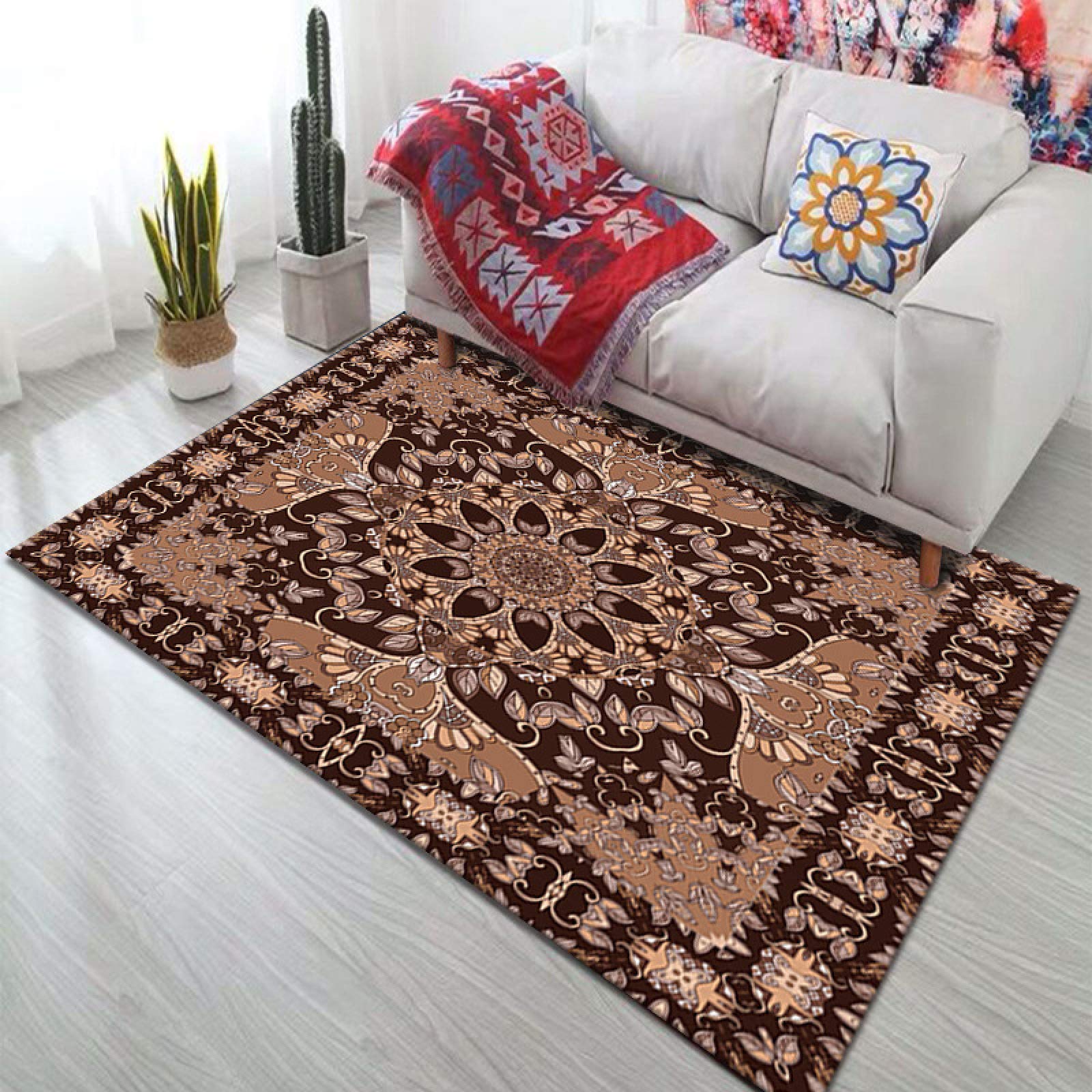 Tapis vert géométrique anti-fatigue 140x200cm pour réchauffer un sol de cuisine froid