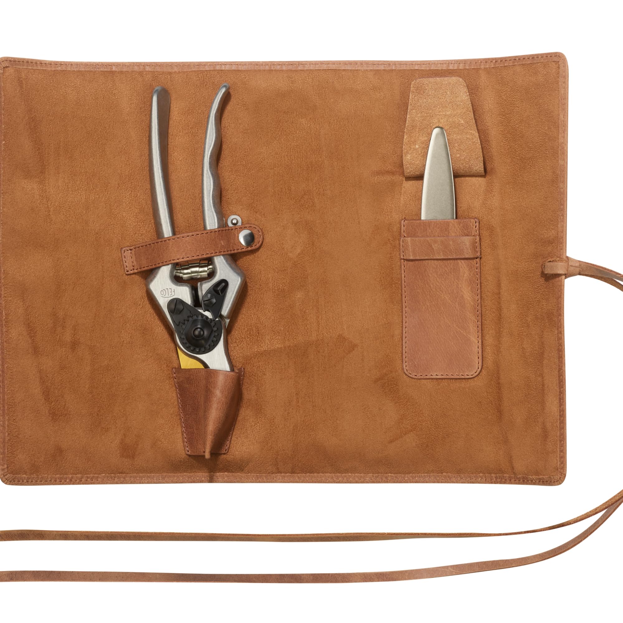FELCO 925 Ledertasche für Gartenscheren – Hochwertiges Lederetui mit Halterung für Schleifstein 903, Clipverschluss und Lederriemen, geeignet für Scheren mit festen Griffen, Schweizer Qualität