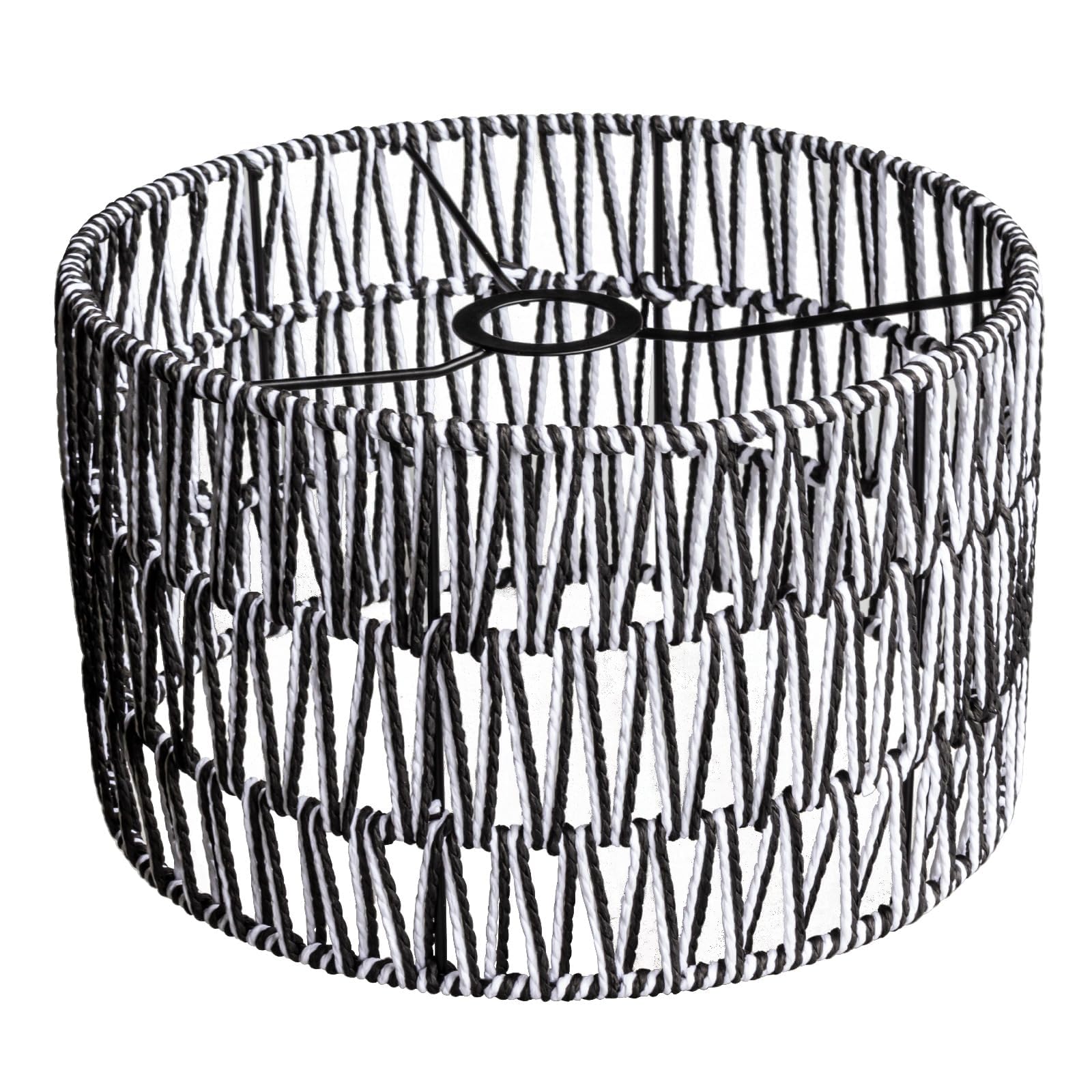 Okrągły klosz w stylu vintage, metalowy, czarno-złoty, wydrążony w kształcie bębna, do lampy stojącej, lampy wiszącej, lampy stołowej, lampy sufitowej (okrągły, 8 GB)