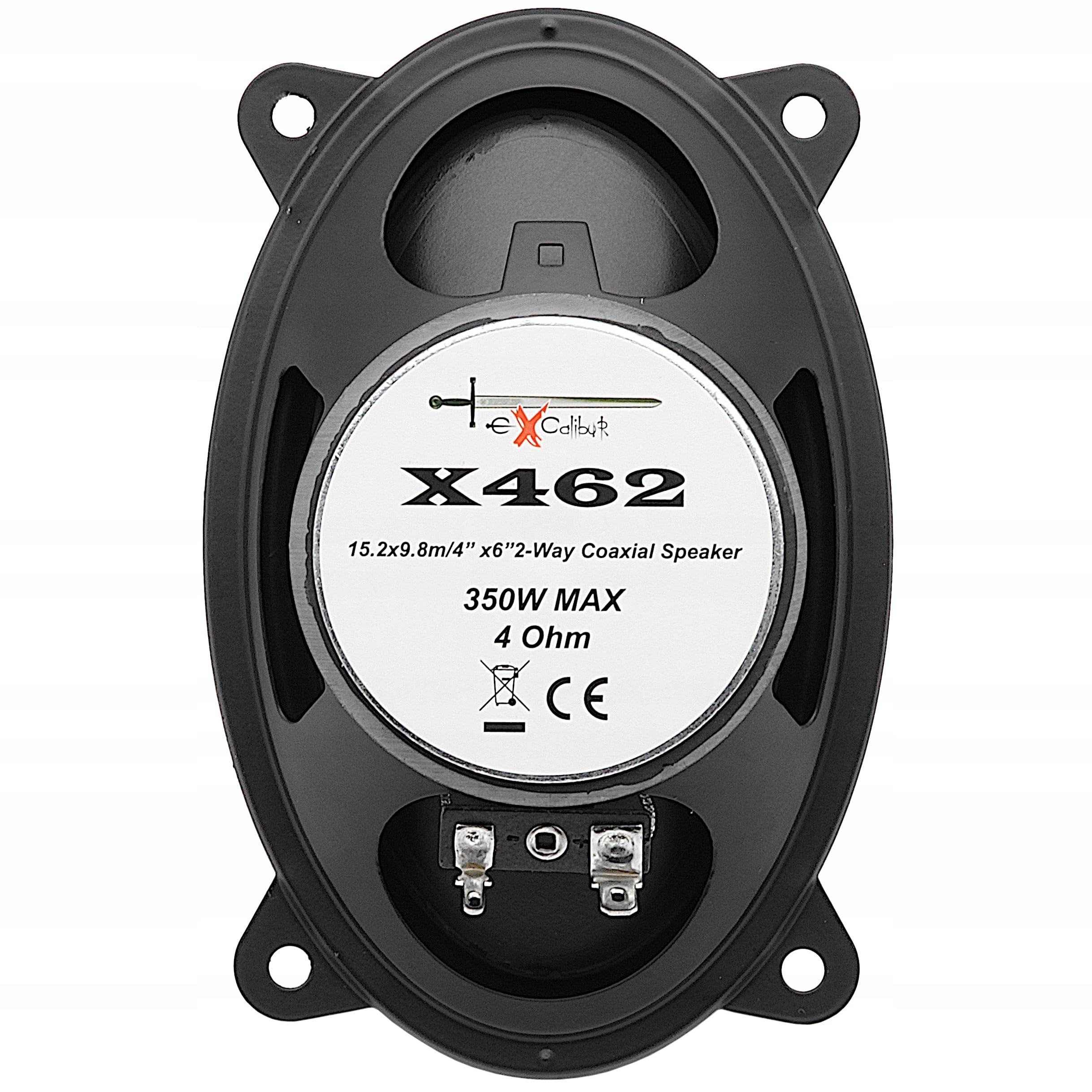 Excalibur X462 Haut-Parleurs Voiture 4x6 Pouces - Enceintes Coaxiales 2 Voies 10x15 cm - Kit Audio Auto Universel Remplacement Porte ou Tableau de Bord - Son Stéréo 4 Ohm Paire Noir