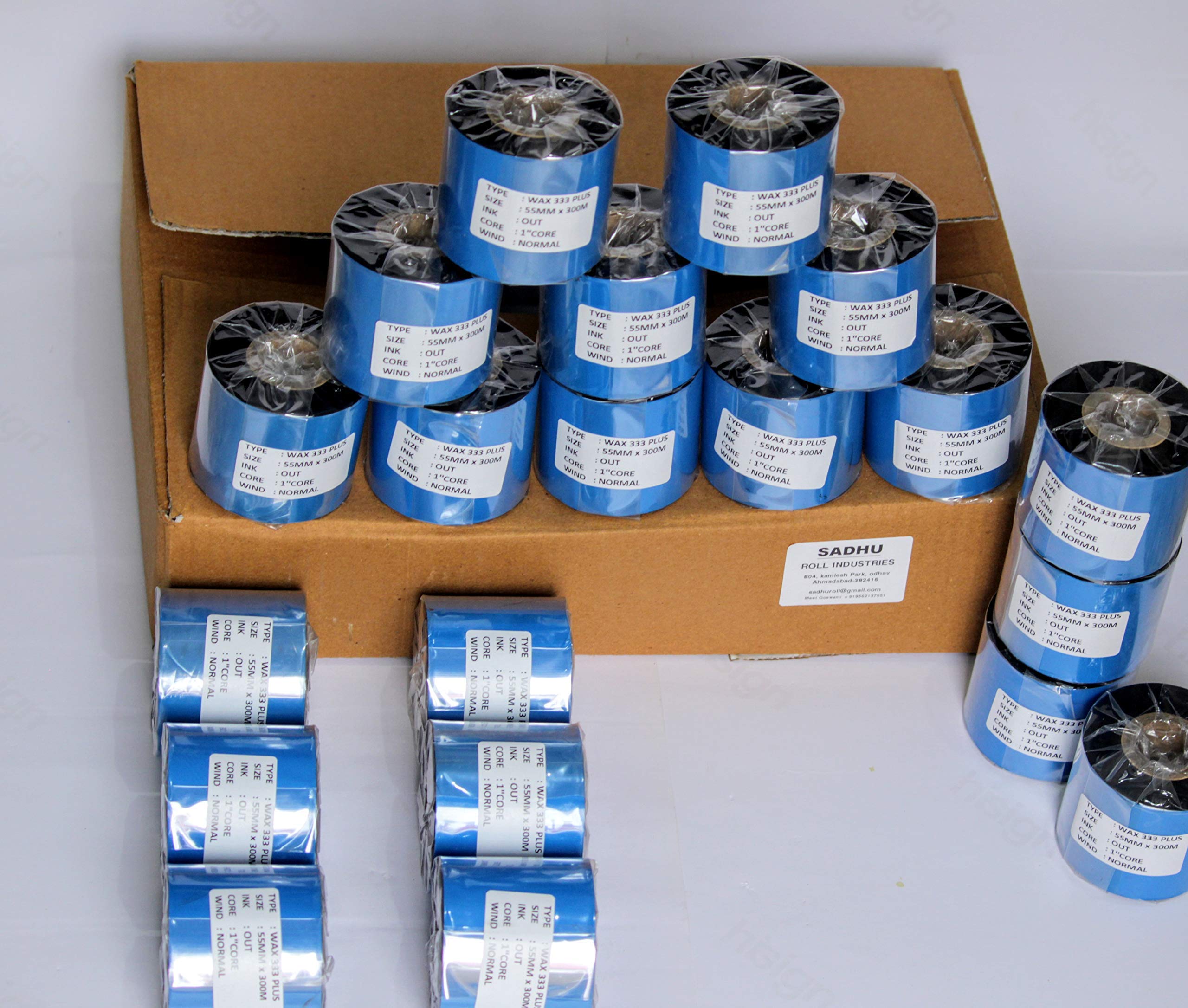 (SADHU ROLL INDUSTRIES) 55 X 300 Meters Thermal Transfer Barcode Ribbon (Premium WAX) For Printer TSC, Zebra, Citzen, Datamax, Thosiba, Sato Etc.(55mm x 300Mtr)(PACK OF 20) (B08JCLF3MB) Amazon Price History, Amazon Price Tracker