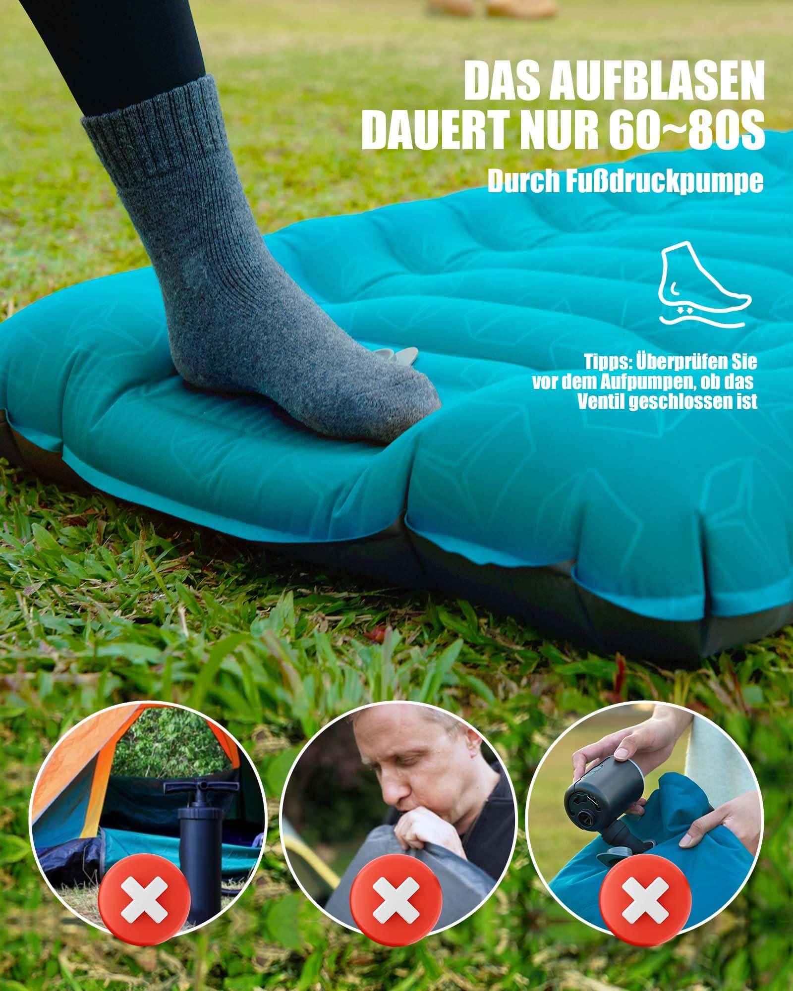 Aksoul Isolatiemat, campingluchtmatras, zelfopblazend