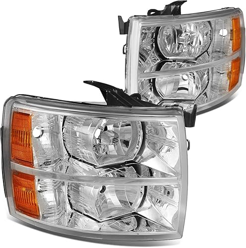 Miniatura 11 de DNA MOTORING HL-HPL-CSIL07-G2-CH-AM - Faro delantero de doble proyector LED DRL compatible con Chevy Silverado 2007-2014, cromo/ámbar