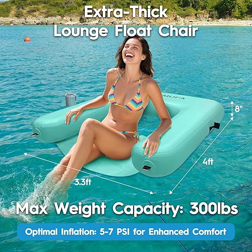 Miniatura 2 de Sillas inflables para adultos, flotadores de piscina con respaldo de reposabrazos, silla flotante inflable, sillas flotantes para piscina, silla de