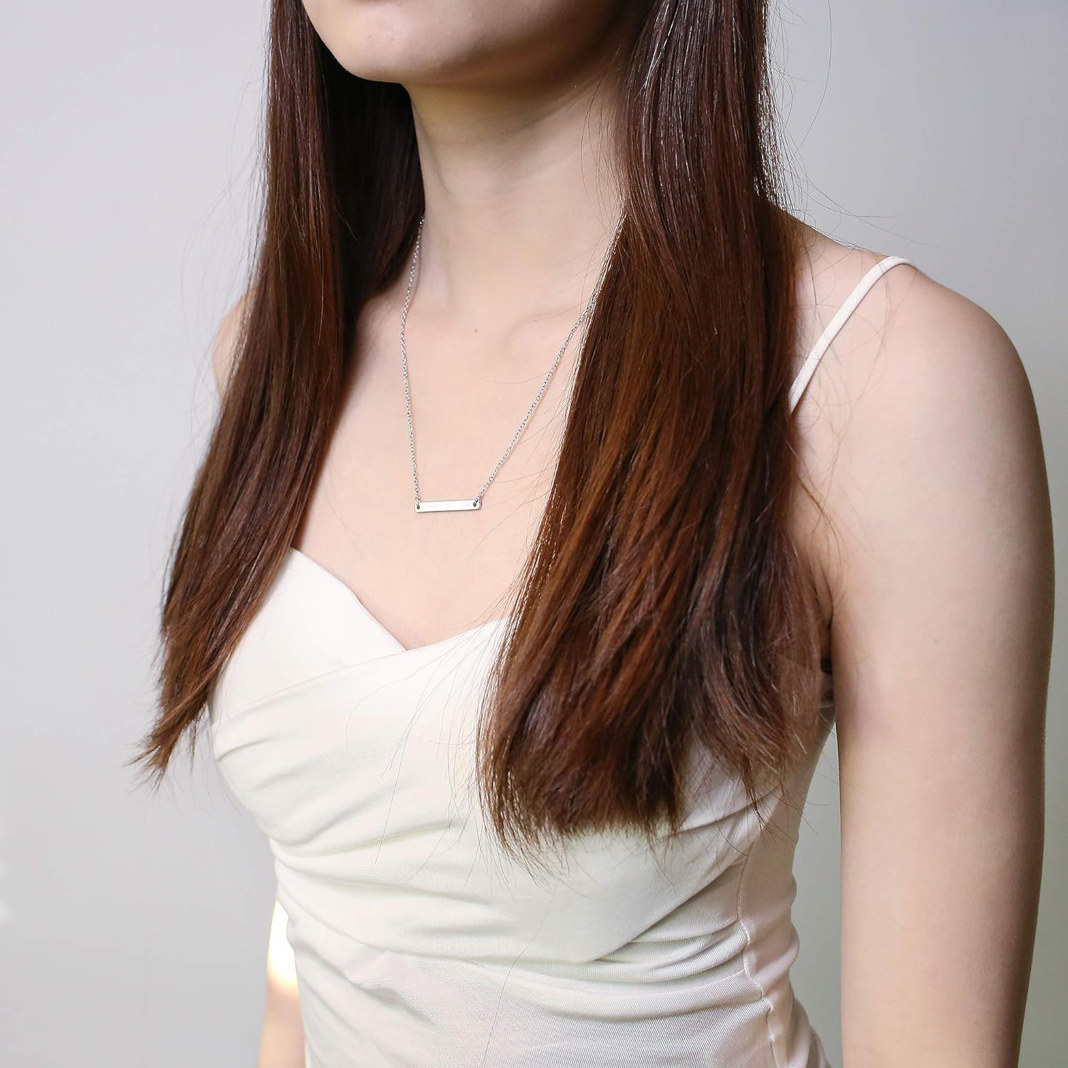 Personalized Engraved Bar Necklace Custom Name Initial Monogram Necklace for Women Stainless Steel Horizontal Nameplate Pendant 18 Inch Chain Gold Rose Gold White Gold Keepsake Gift - Image 6