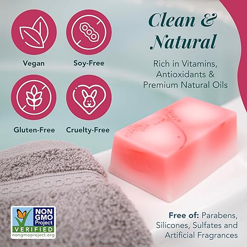 Miniatura 3 de Saavy Naturals Barras de jabón corporal hechas a mano, rosa búlgara, hidratante para mujeres, fórmula vegana orgánica, espuma cremosa sin residuos,