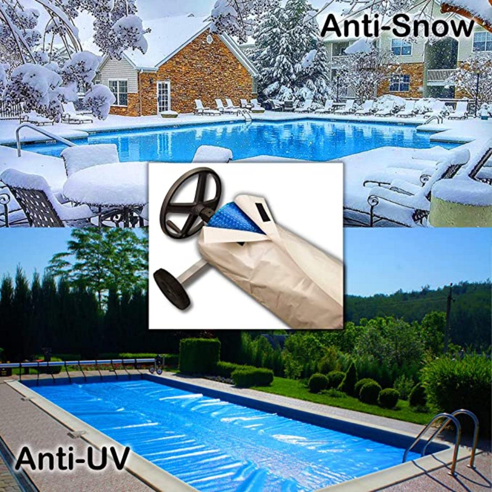 Couverture Solaire Housse Protection, Enrouleur Couverture-écran Solaire Anti-Vent/Pluie/Poussière/UV, pour La Bobine Piscine Peut Prolonger La Durée Vie La Couverture