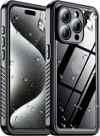 Red2Fire Compatible with iPhone 15 Pro Max Case Waterproof, Built-in Lens & Screen Protector Military Grade Shockproof Dropproof IP68 Underwater Full Body Phone Case for iPhone 15 Pro Max 6.7"-Black