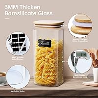 Vista 3 de Tamaño múltiple - Juego de 5 frascos cuadrados de vidrio con tapas de bambú, recipientes de vidrio para almacenamiento de alimentos con tapas