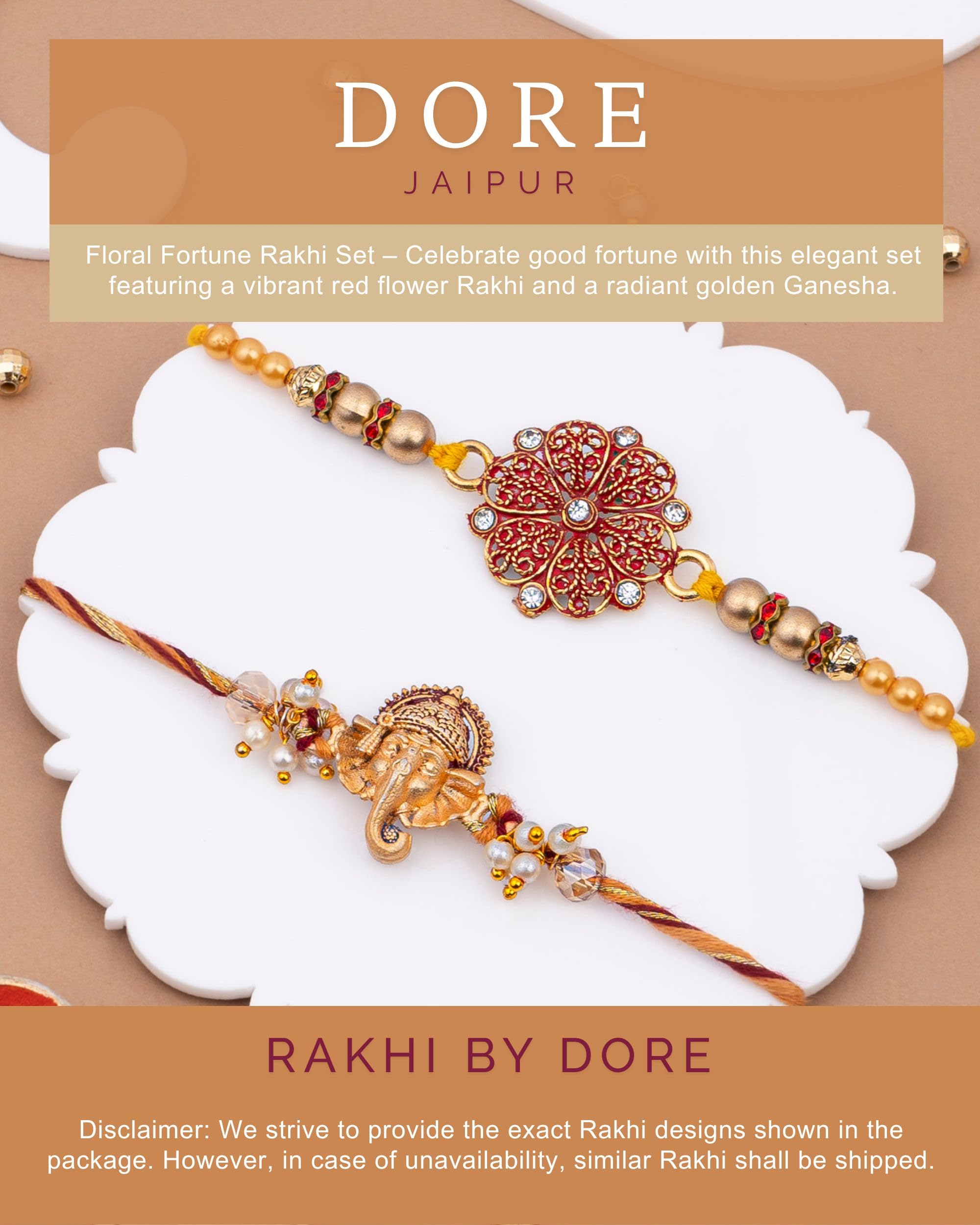 HyperFoods® Rakhi with Sweets Gift Pack Alwar Mawa 200 Grams Milk Cake Raksha Bandhan Gift Pack Floral & Ganesh Rakhi Set of 2 with Roli & Rice 2