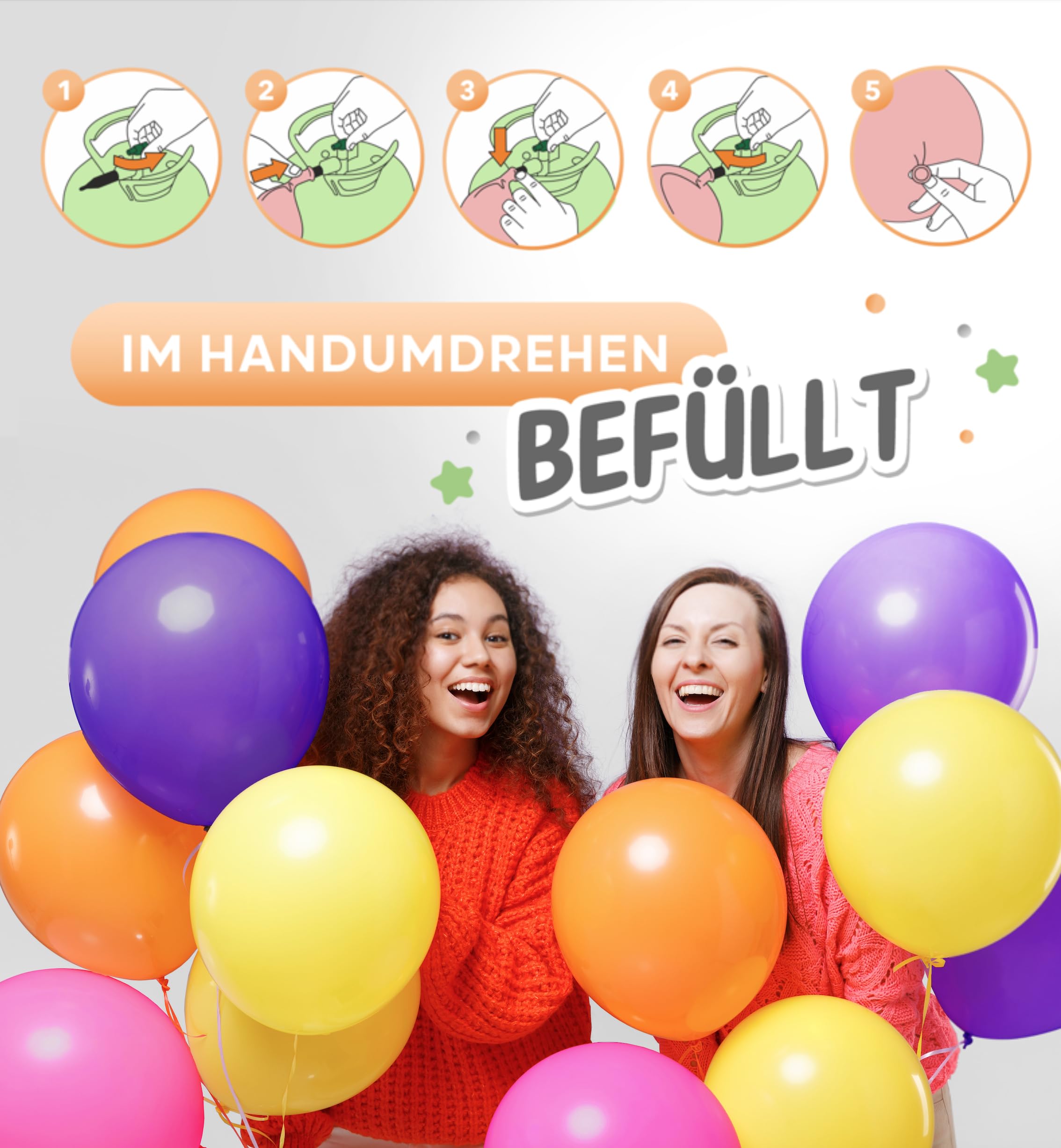 Bombona de gas de helio + 100 globos ecológicos • Gas para globos de 420 l garantizado para aprox. 50 globos • Fácil manejo • Made in EU • Globo de helio Premium • Helio para globos